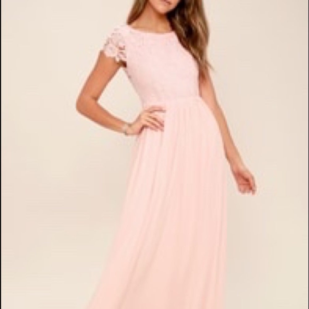 LuLu The Greatest Blush Pink Lace Maxi Dress